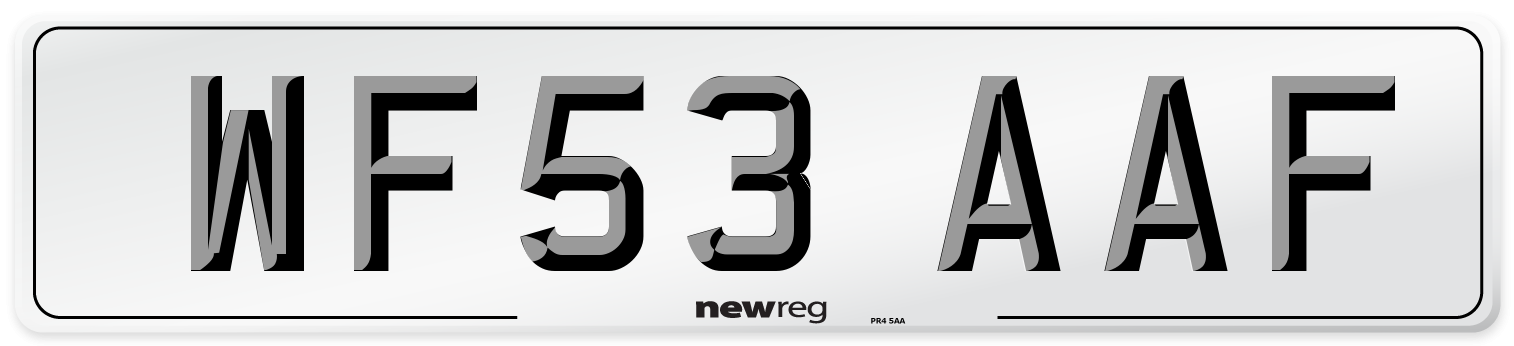WF53 AAF Number Plate from New Reg